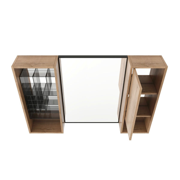 English Elm 41.3 Inch Wall Mounted Bathroom Medicine Cabinet with Mirrored Door and Adjustable Shelves W999S00566