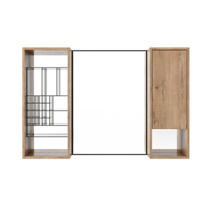 English Elm 41.3 Inch Wall Mounted Bathroom Medicine Cabinet with Mirrored Door and Adjustable Shelves W999S00566