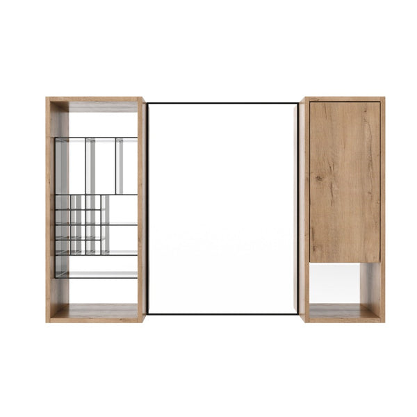 English Elm 41.3 Inch Wall Mounted Bathroom Medicine Cabinet with Mirrored Door and Adjustable Shelves W999S00566