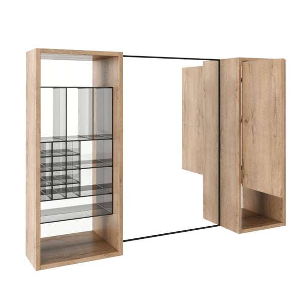 English Elm 41.3 Inch Wall Mounted Bathroom Medicine Cabinet with Mirrored Door and Adjustable Shelves W999S00566