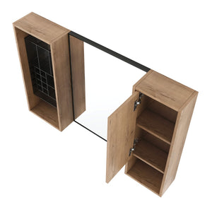English Elm 41.3 Inch Wall Mounted Bathroom Medicine Cabinet with Mirrored Door and Adjustable Shelves W999S00566