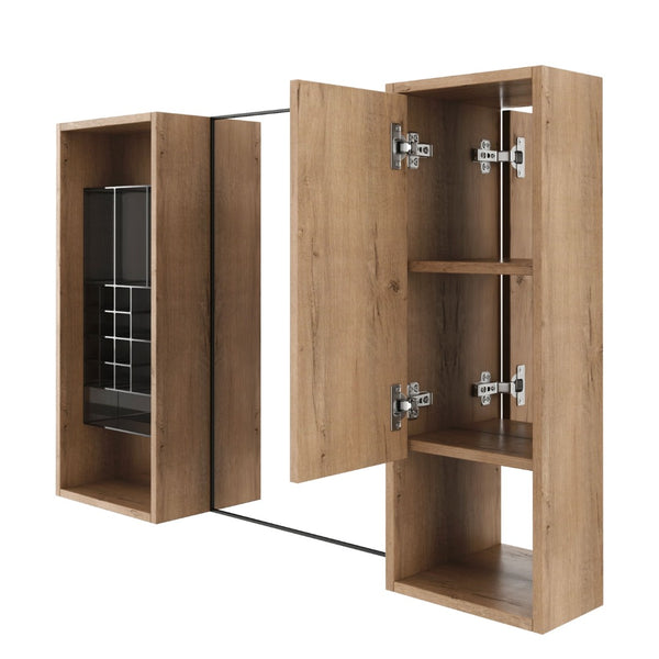 English Elm 41.3 Inch Wall Mounted Bathroom Medicine Cabinet with Mirrored Door and Adjustable Shelves W999S00566