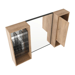 English Elm 41.3 Inch Wall Mounted Bathroom Medicine Cabinet with Mirrored Door and Adjustable Shelves W999S00566