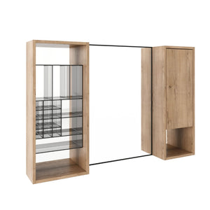 English Elm 41.3 Inch Wall Mounted Bathroom Medicine Cabinet with Mirrored Door and Adjustable Shelves W999S00566