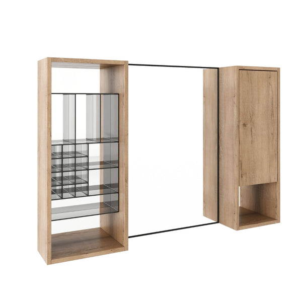 English Elm 41.3 Inch Wall Mounted Bathroom Medicine Cabinet with Mirrored Door and Adjustable Shelves W999S00566