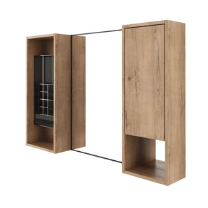 English Elm 41.3 Inch Wall Mounted Bathroom Medicine Cabinet with Mirrored Door and Adjustable Shelves W999S00566