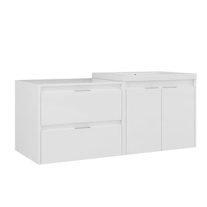 English Elm 48 Inch Floating Modular Bathroom Vanity with Gel Coat Sink and Plywood Cabinets W999S00567