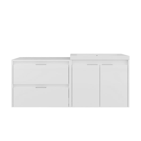 English Elm 48 Inch Floating Modular Bathroom Vanity with Gel Coat Sink and Plywood Cabinets W999S00567