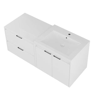 English Elm 48 Inch Floating Modular Bathroom Vanity with Gel Coat Sink and Plywood Cabinets W999S00567