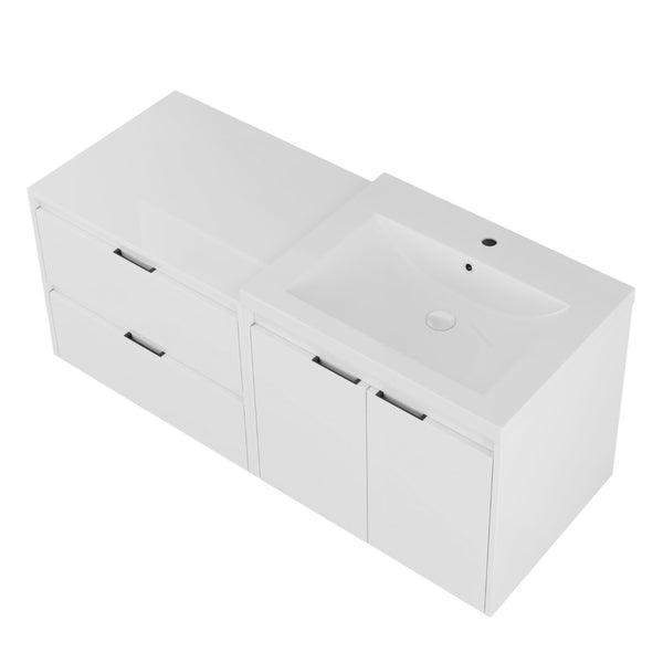 English Elm 48 Inch Floating Modular Bathroom Vanity with Gel Coat Sink and Plywood Cabinets W999S00567