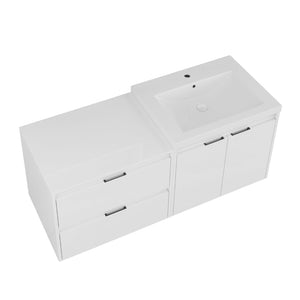 English Elm 48 Inch Floating Modular Bathroom Vanity with Gel Coat Sink and Plywood Cabinets W999S00567