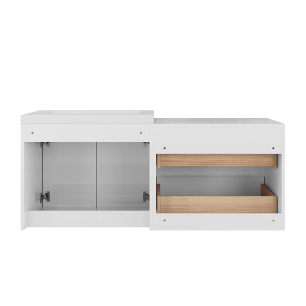 English Elm 48 Inch Floating Modular Bathroom Vanity with Gel Coat Sink and Plywood Cabinets W999S00567