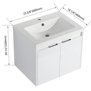 English Elm 48 Inch Floating Modular Bathroom Vanity with Gel Coat Sink and Plywood Cabinets W999S00567