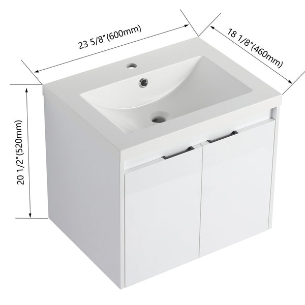 English Elm 48 Inch Floating Modular Bathroom Vanity with Gel Coat Sink and Plywood Cabinets W999S00567