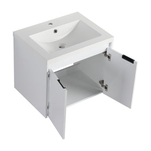 English Elm 48 Inch Floating Modular Bathroom Vanity with Gel Coat Sink and Plywood Cabinets W999S00567