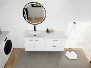 English Elm 48 Inch Floating Modular Bathroom Vanity with Gel Coat Sink and Plywood Cabinets W999S00567