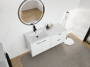 English Elm 48 Inch Floating Modular Bathroom Vanity with Gel Coat Sink and Plywood Cabinets W999S00567
