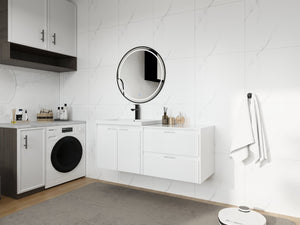 English Elm 48 Inch Floating Modular Bathroom Vanity with Gel Coat Sink and Plywood Cabinets W999S00567
