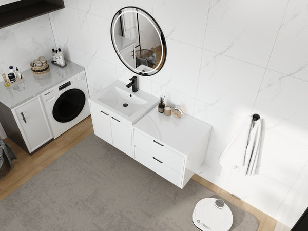 English Elm 48 Inch Floating Modular Bathroom Vanity with Gel Coat Sink and Plywood Cabinets W999S00567