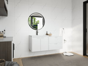 English Elm 48 Inch Floating Modular Bathroom Vanity with Gel Coat Sink and Plywood Cabinets W999S00567