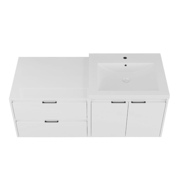 English Elm 48 Inch Floating Modular Bathroom Vanity with Gel Coat Sink and Plywood Cabinets W999S00567