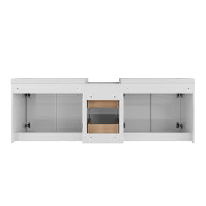 English Elm 60 Inch Wall Mount Double Sink Vanity Glossy White Plywood with Soft Close Storage W999S00568