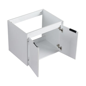 English Elm 60 Inch Wall Mount Double Sink Vanity Glossy White Plywood with Soft Close Storage W999S00568