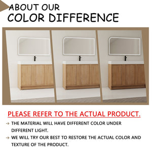 English Elm 48 Inch Freestanding Bathroom Vanity with Resin Sink Oak Finish Soft Close Doors W999S00569