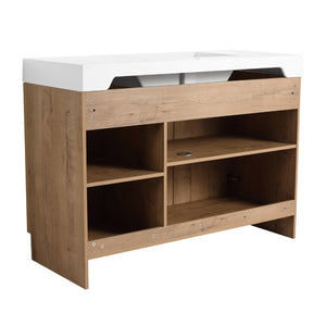 English Elm 48 Inch Freestanding Bathroom Vanity with Resin Sink Oak Finish Soft Close Doors W999S00569