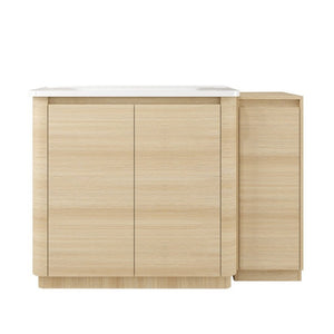 English Elm 48 Inch Freestanding Oak Bathroom Vanity with Ceramic Sink and Soft Close Storage Cabinet W999S00572