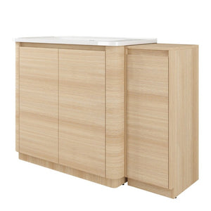 English Elm 48 Inch Freestanding Oak Bathroom Vanity with Ceramic Sink and Soft Close Storage Cabinet W999S00572