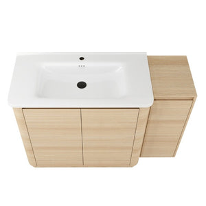 English Elm 48 Inch Freestanding Oak Bathroom Vanity with Ceramic Sink and Soft Close Storage Cabinet W999S00572