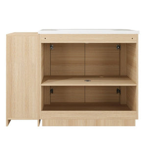 English Elm 48 Inch Freestanding Oak Bathroom Vanity with Ceramic Sink and Soft Close Storage Cabinet W999S00572