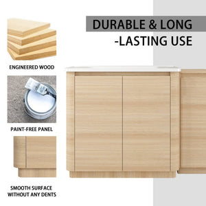 English Elm 48 Inch Freestanding Oak Bathroom Vanity with Ceramic Sink and Soft Close Storage Cabinet W999S00572