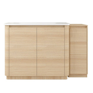 English Elm 52 Inch Freestanding Bathroom Vanity White Oak Plywood Cabinet with Ceramic Sink W999S00573