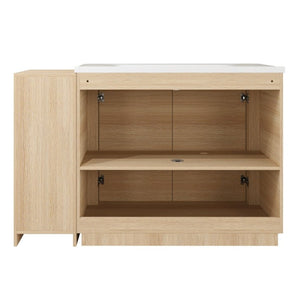 English Elm 52 Inch Freestanding Bathroom Vanity White Oak Plywood Cabinet with Ceramic Sink W999S00573