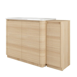 English Elm 52 Inch Freestanding Bathroom Vanity White Oak Plywood Cabinet with Ceramic Sink W999S00573