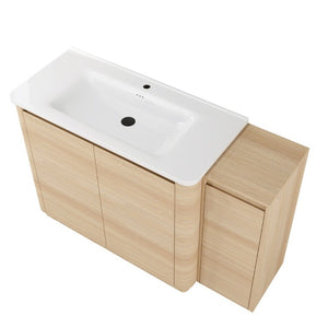 English Elm 52 Inch Freestanding Bathroom Vanity White Oak Plywood Cabinet with Ceramic Sink W999S00573