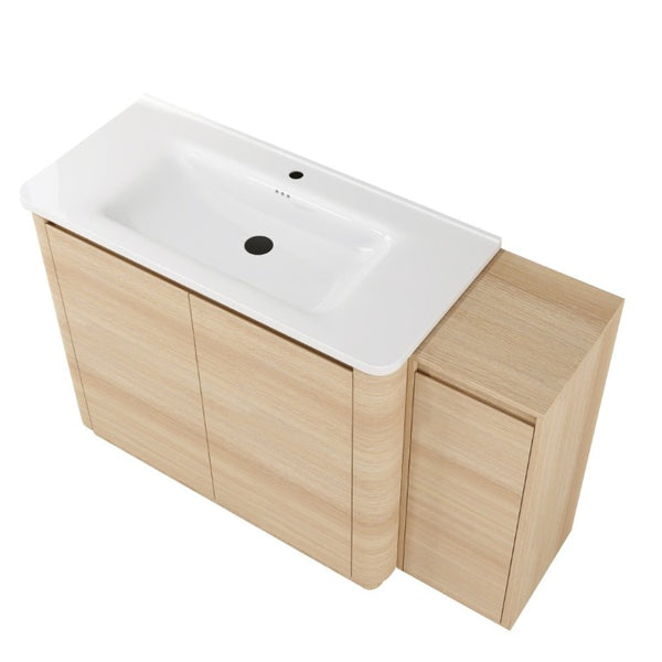 English Elm 52 Inch Freestanding Bathroom Vanity White Oak Plywood Cabinet with Ceramic Sink W999S00573