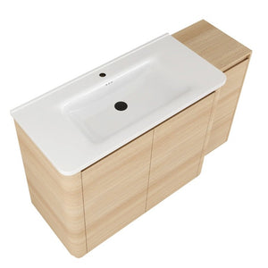 English Elm 52 Inch Freestanding Bathroom Vanity White Oak Plywood Cabinet with Ceramic Sink W999S00573