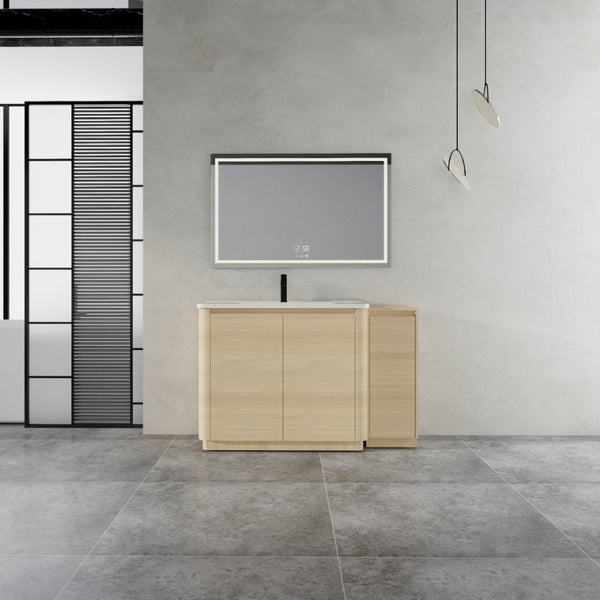 English Elm 52 Inch Freestanding Bathroom Vanity White Oak Plywood Cabinet with Ceramic Sink W999S00573