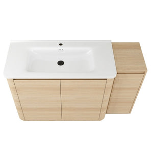 English Elm 52 Inch Freestanding Bathroom Vanity White Oak Plywood Cabinet with Ceramic Sink W999S00573
