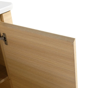 English Elm 52 Inch Freestanding Bathroom Vanity White Oak Plywood Cabinet with Ceramic Sink W999S00573