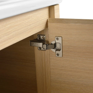 English Elm 52 Inch Freestanding Bathroom Vanity White Oak Plywood Cabinet with Ceramic Sink W999S00573