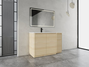 English Elm 52 Inch Freestanding Bathroom Vanity White Oak Plywood Cabinet with Ceramic Sink W999S00573