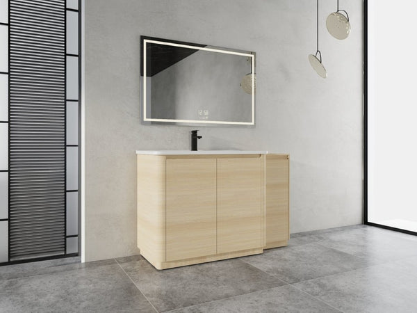 English Elm 52 Inch Freestanding Bathroom Vanity White Oak Plywood Cabinet with Ceramic Sink W999S00573