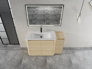 English Elm 52 Inch Freestanding Bathroom Vanity White Oak Plywood Cabinet with Ceramic Sink W999S00573