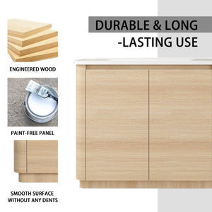 English Elm 52 Inch Freestanding Bathroom Vanity White Oak Plywood Cabinet with Ceramic Sink W999S00573