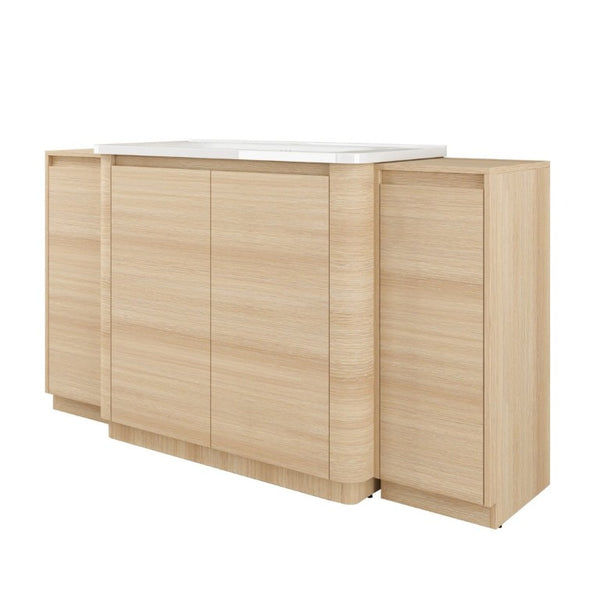 English Elm 60 Inch Freestanding Bathroom Vanity American Oak Plywood with Ceramic Sink Soft Close W999S00574