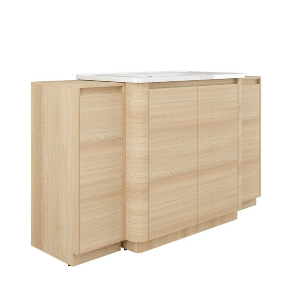 English Elm 60 Inch Freestanding Bathroom Vanity American Oak Plywood with Ceramic Sink Soft Close W999S00574